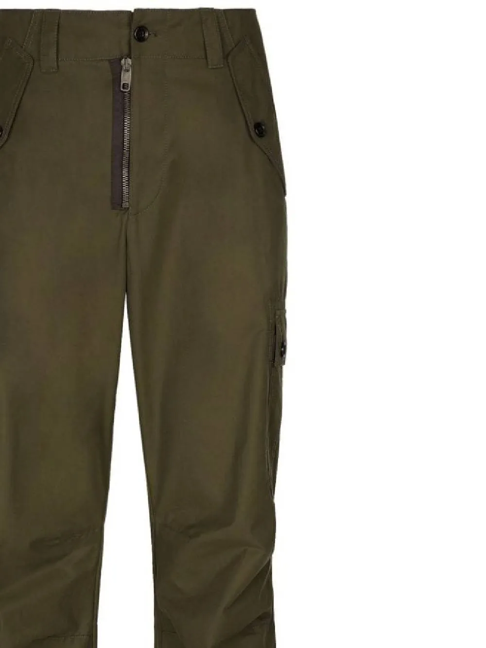 Olive Green Cargo Trousers with Zips