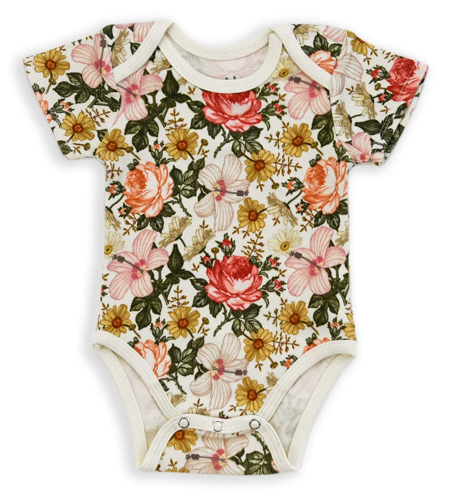 Organic Cotton Short Sleeve Baby Bodysuit, Pearl