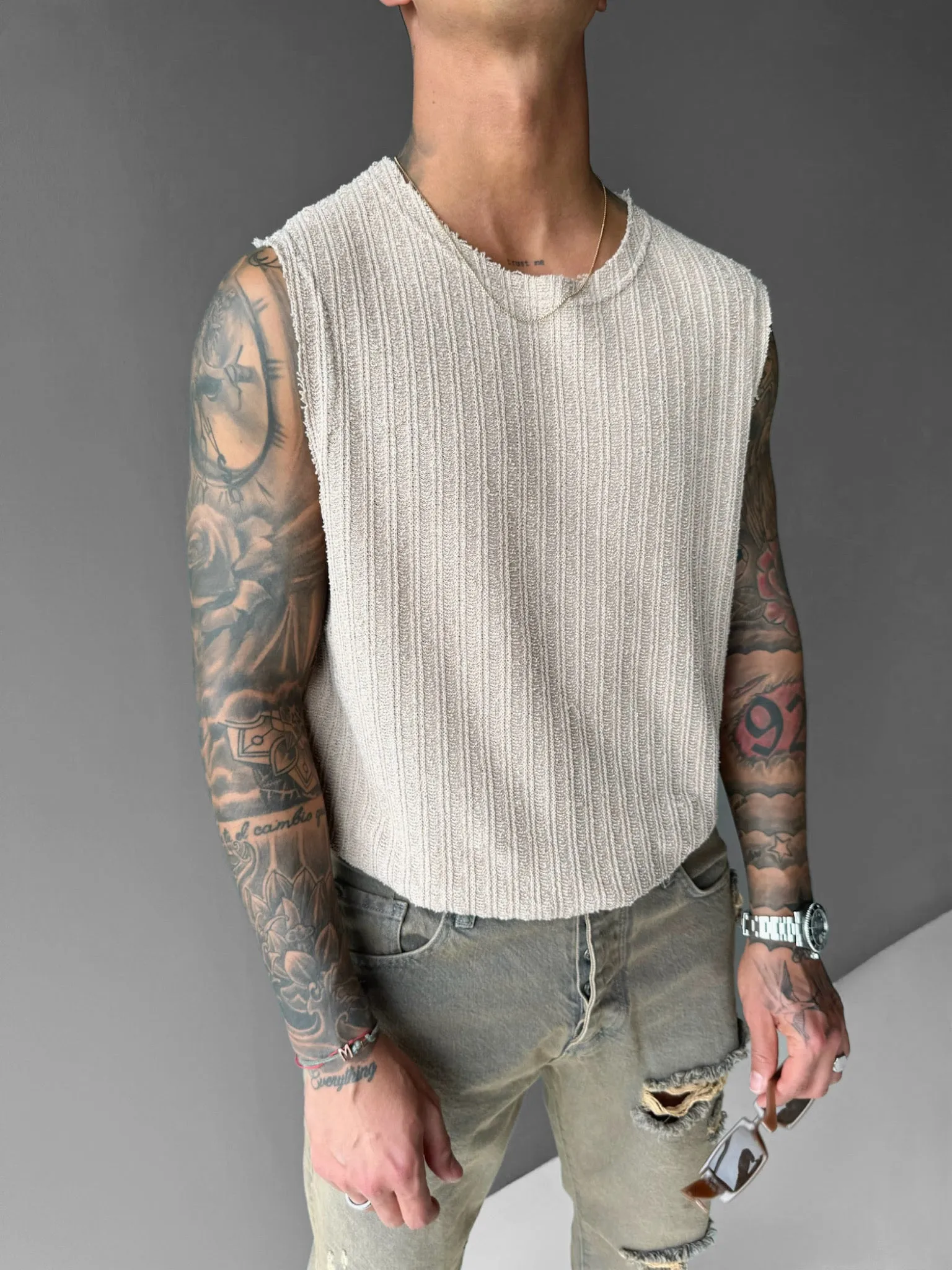 Oversize Structured Tanktop - Beige