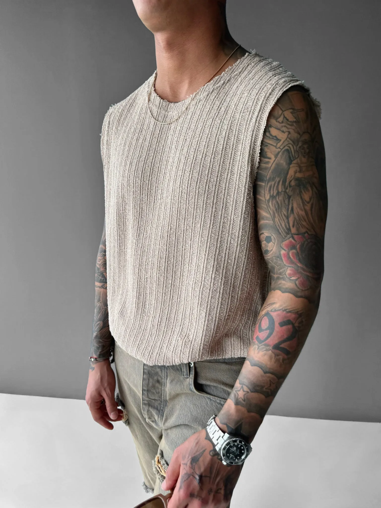 Oversize Structured Tanktop - Beige