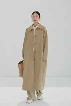 Oversized Collared Button-Up Trench Coat