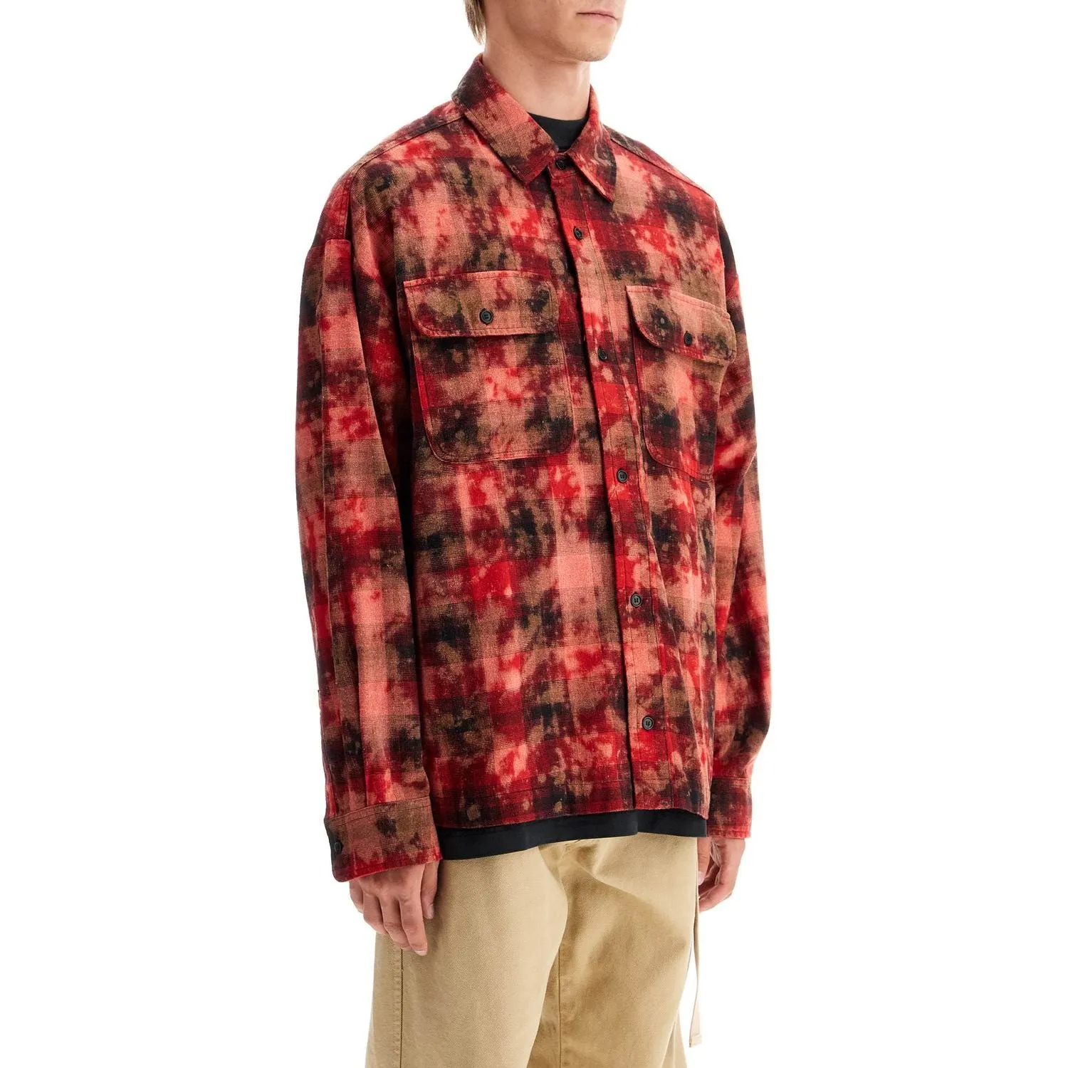 Palm Angels 'flannel shirt with curved logo