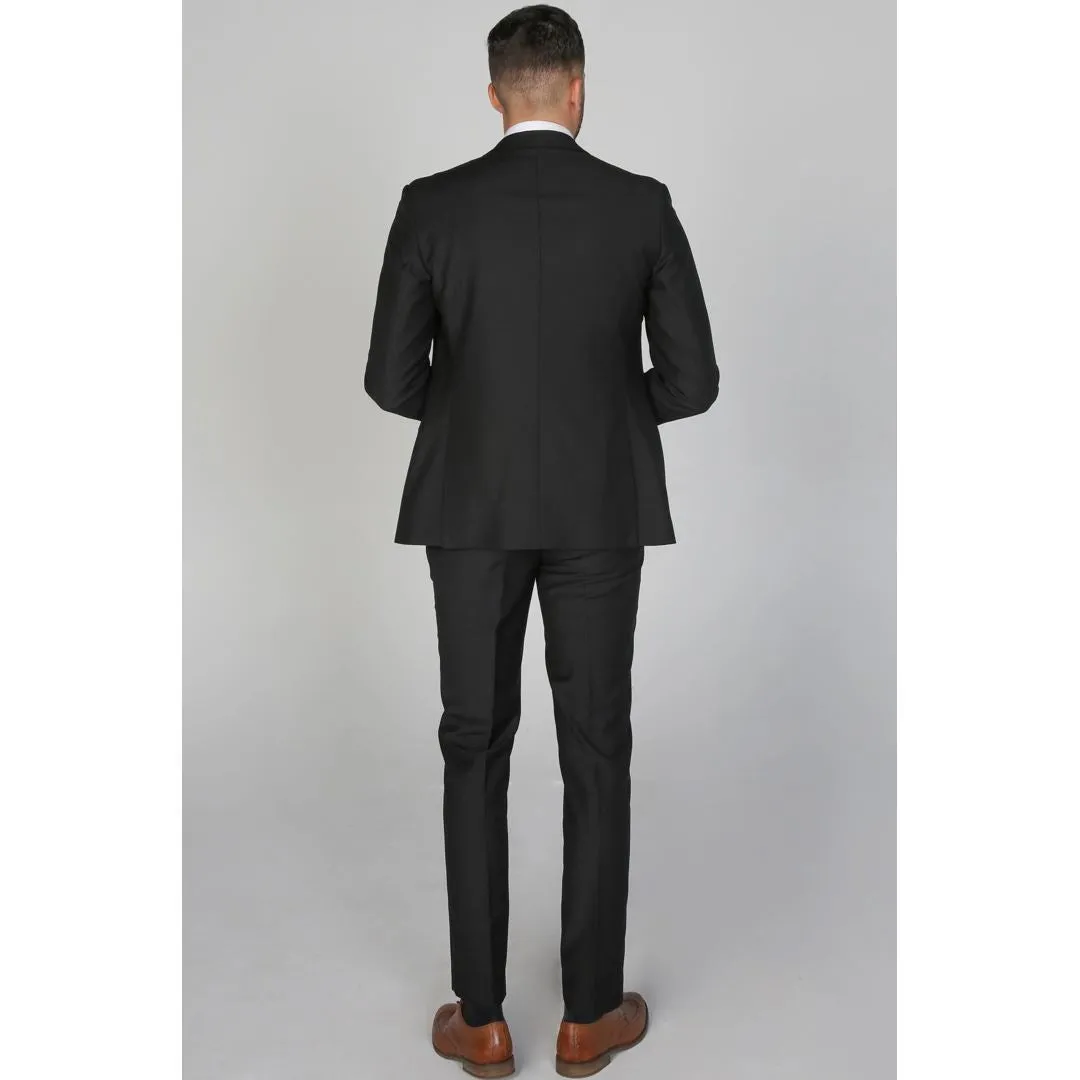 Parker - Men's Plain Black Blazer Prom Wedding Office