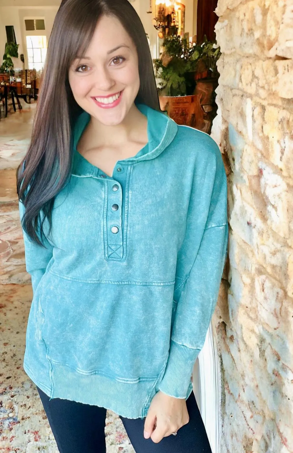 PASTEL PERSPECTIVE- Mineral Wash Hoodie by Zenana - Teal