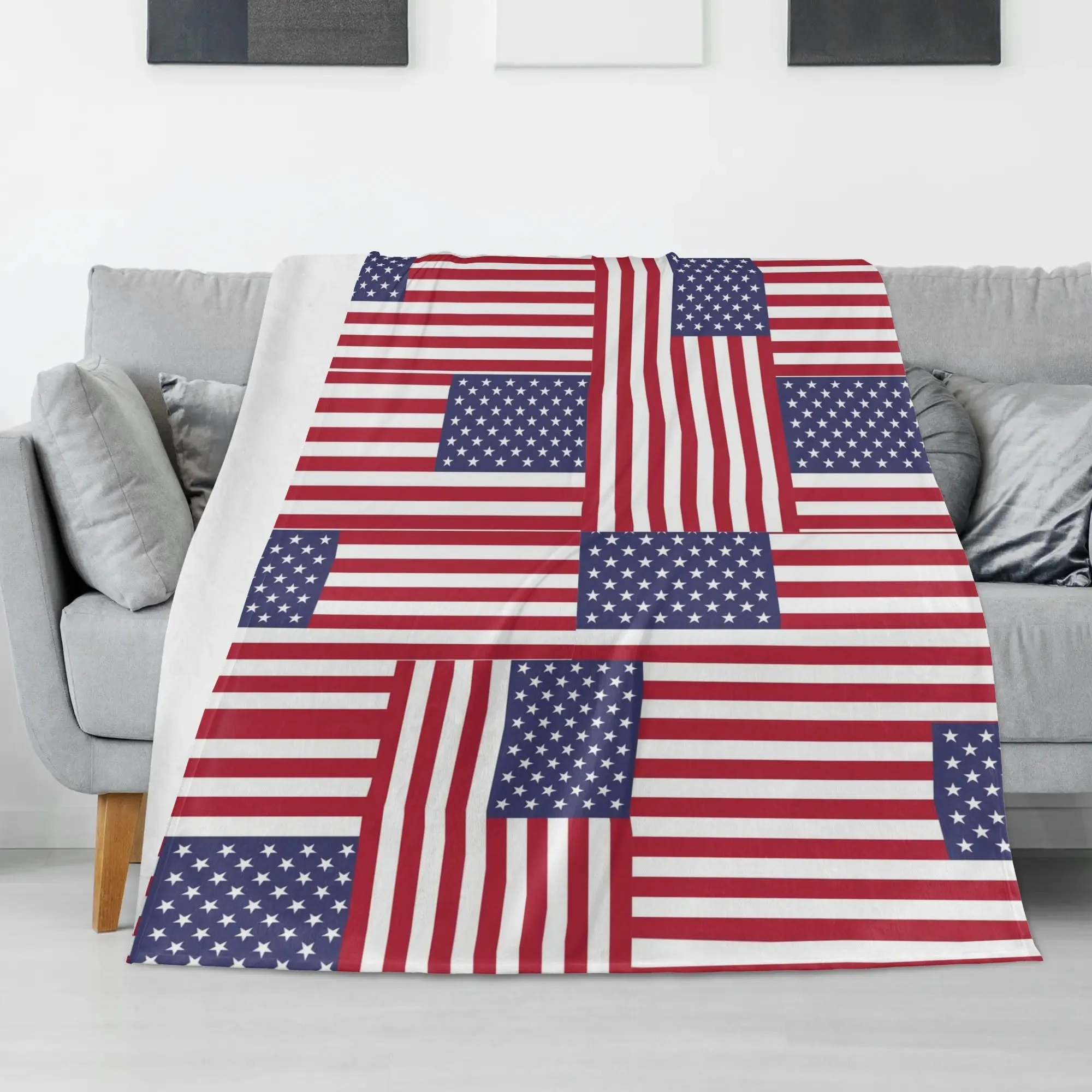 Patriotic 4th of July Flannel Breathable Picnic Blanket