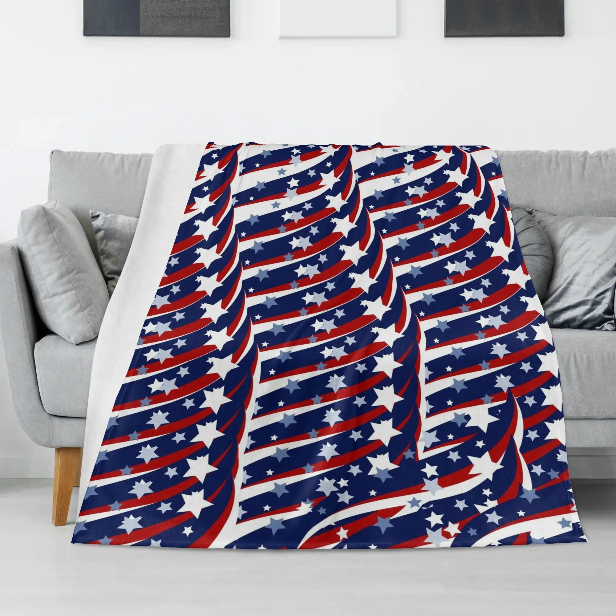 Patriotic 4th of July Flannel Breathable Picnic Blanket