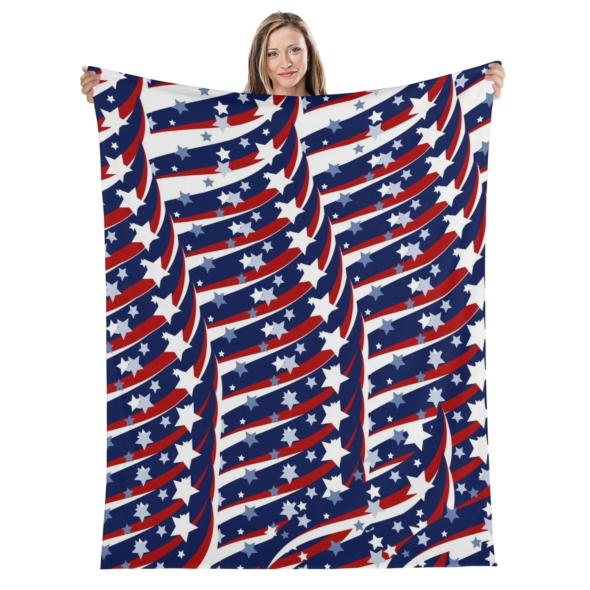 Patriotic 4th of July Flannel Breathable Picnic Blanket