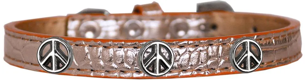 Peace Sign Widget Croc Dog Collar Copper Size 10