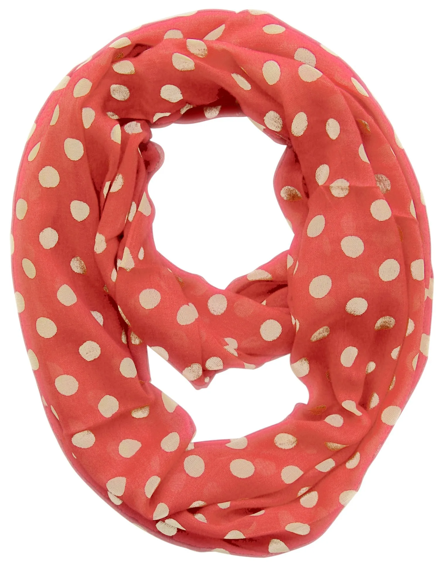 Peach Couture Light and Sheer Polka Dot Circle Print Infinity Loop Scarf