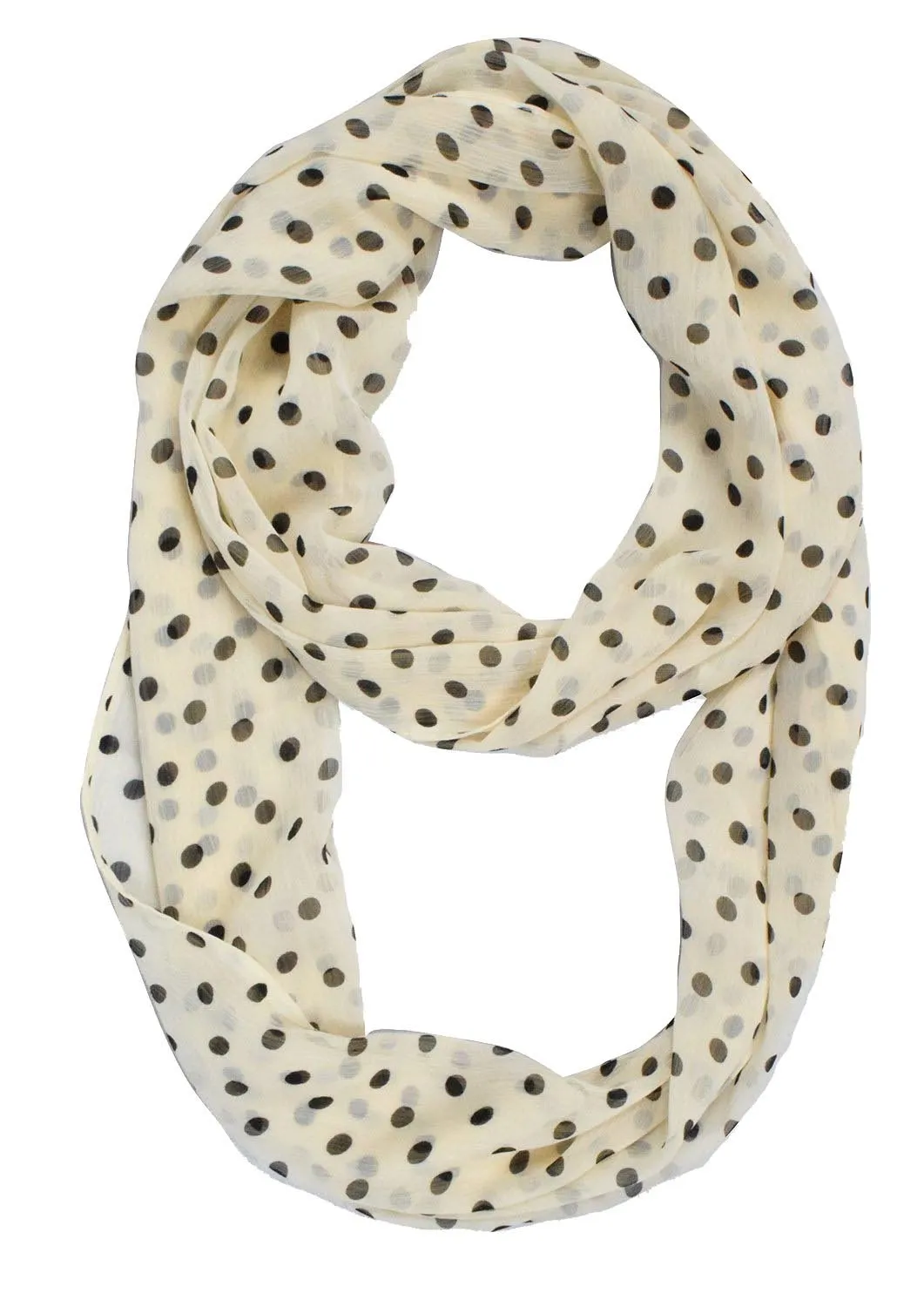 Peach Couture Light and Sheer Polka Dot Circle Print Infinity Loop Scarf