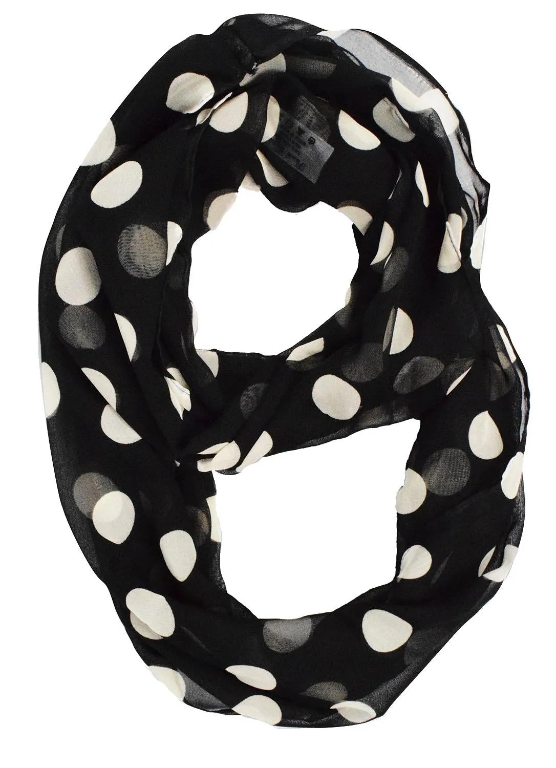 Peach Couture Light and Sheer Polka Dot Circle Print Infinity Loop Scarf