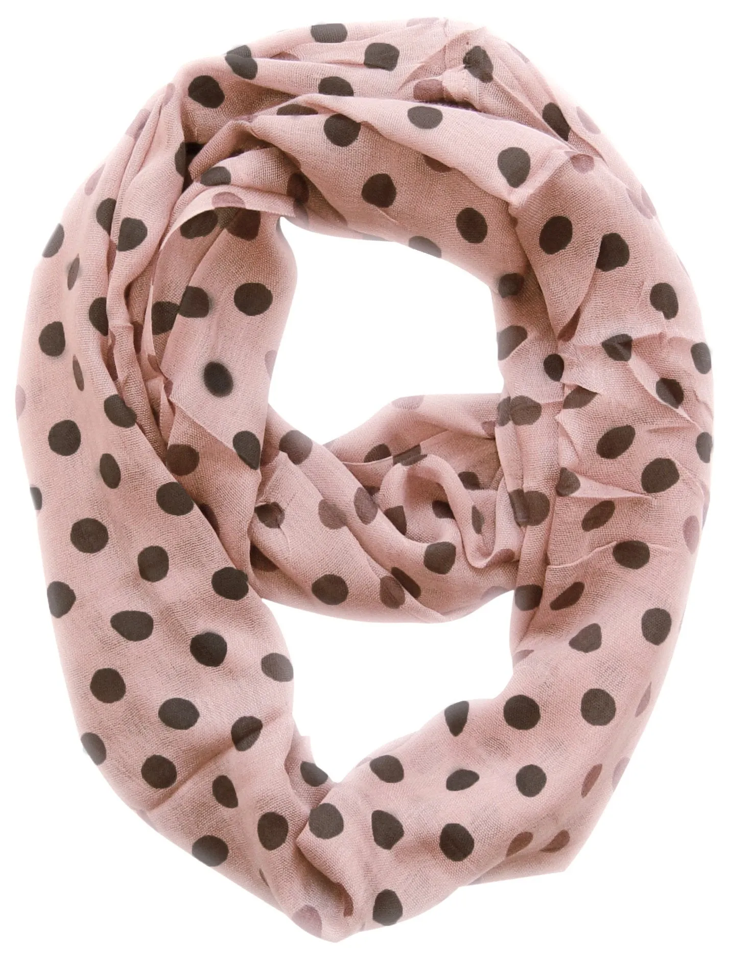 Peach Couture Light and Sheer Polka Dot Circle Print Infinity Loop Scarf