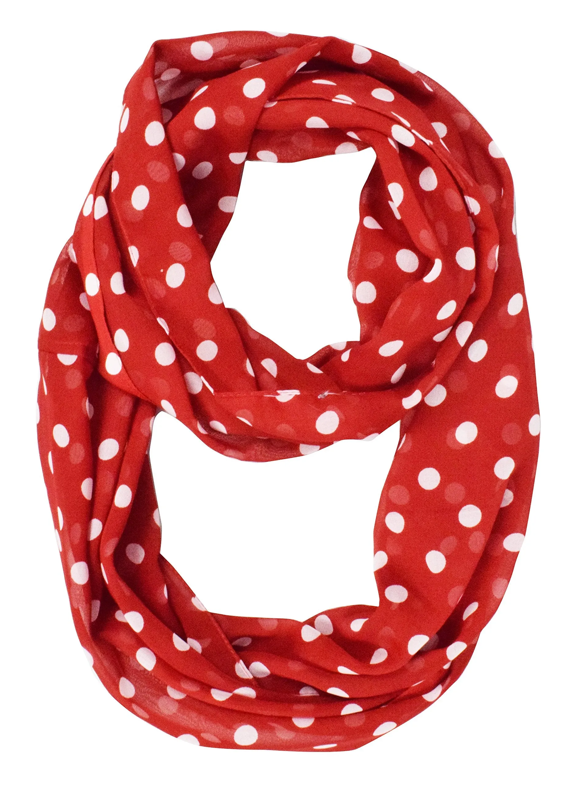 Peach Couture Light and Sheer Polka Dot Circle Print Infinity Loop Scarf