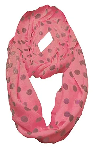 Peach Couture Light and Sheer Polka Dot Circle Print Infinity Loop Scarf