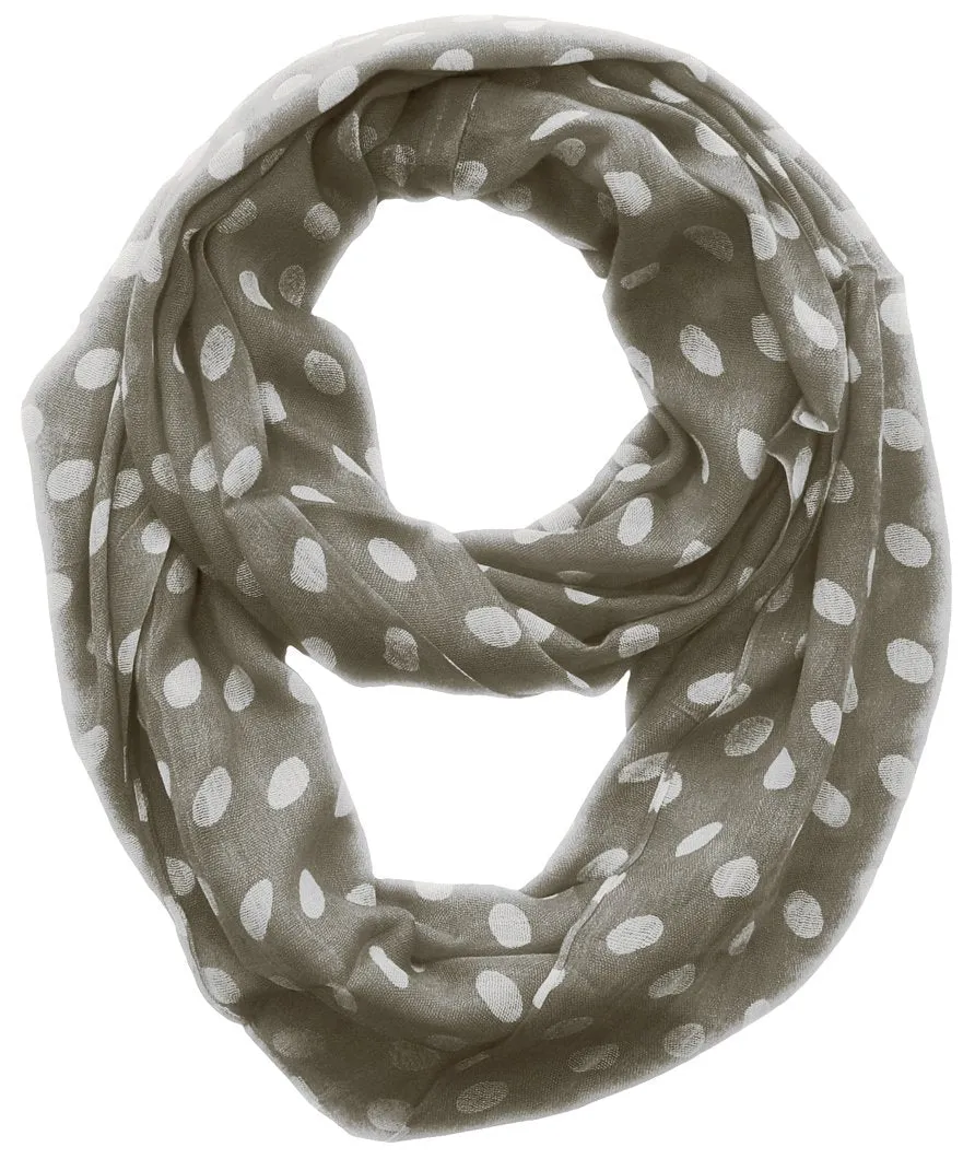 Peach Couture Light and Sheer Polka Dot Circle Print Infinity Loop Scarf