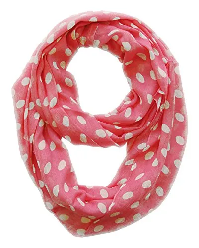 Peach Couture Light and Sheer Polka Dot Circle Print Infinity Loop Scarf