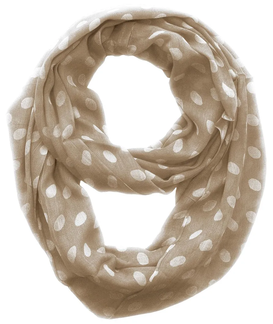 Peach Couture Light and Sheer Polka Dot Circle Print Infinity Loop Scarf