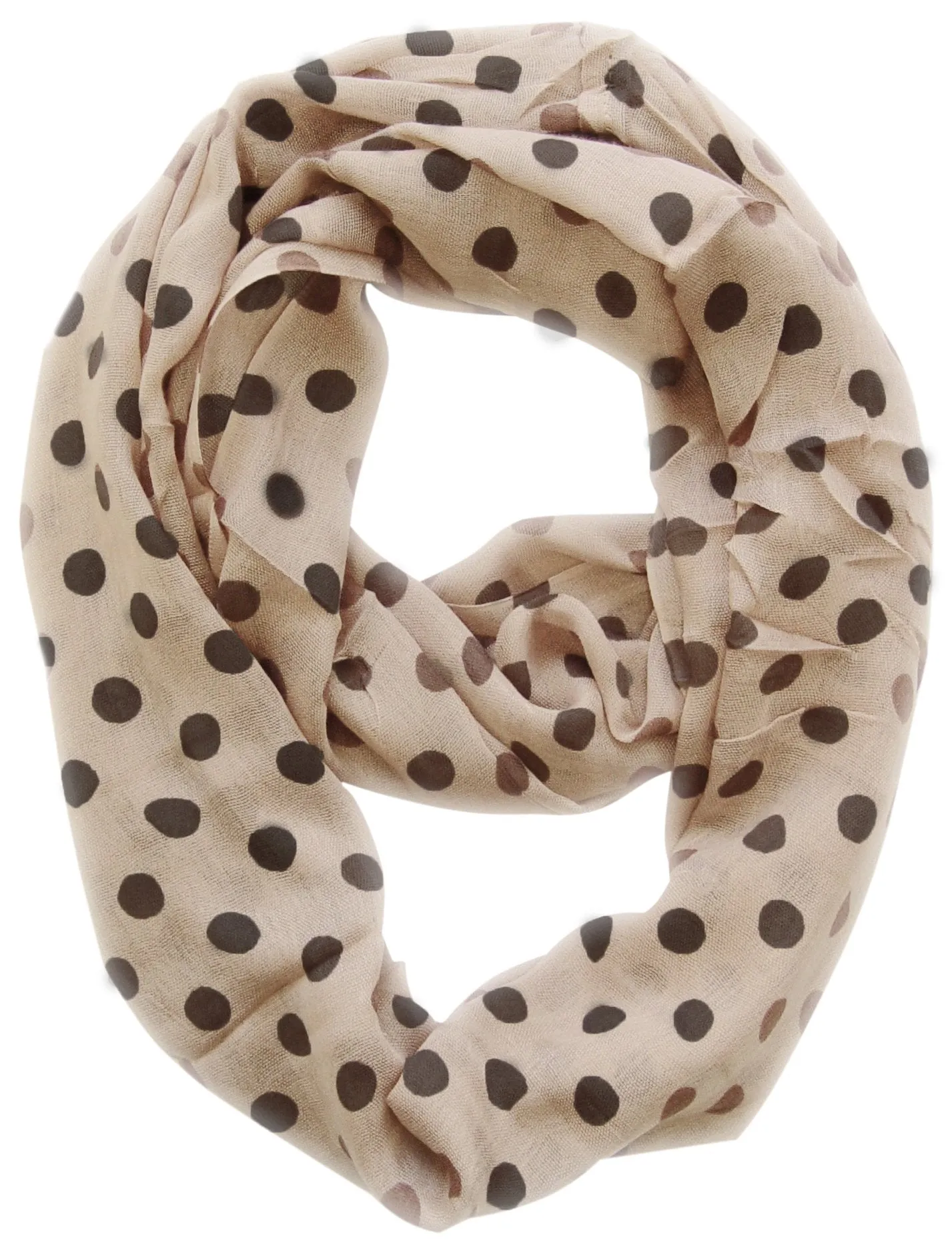 Peach Couture Light and Sheer Polka Dot Circle Print Infinity Loop Scarf