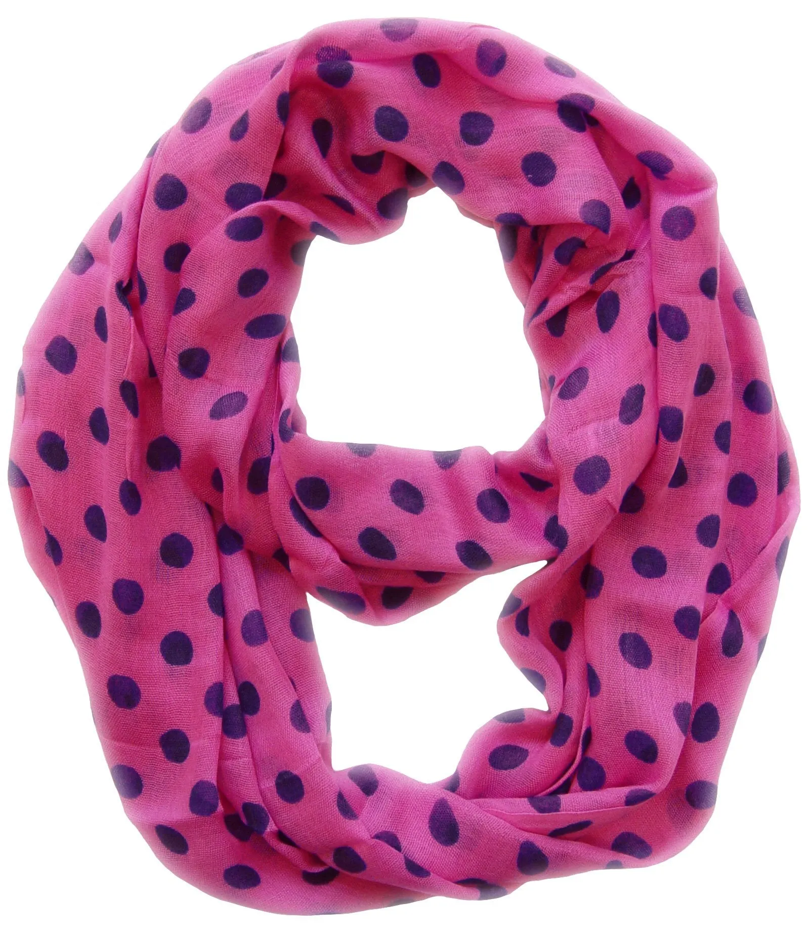 Peach Couture Light and Sheer Polka Dot Circle Print Infinity Loop Scarf