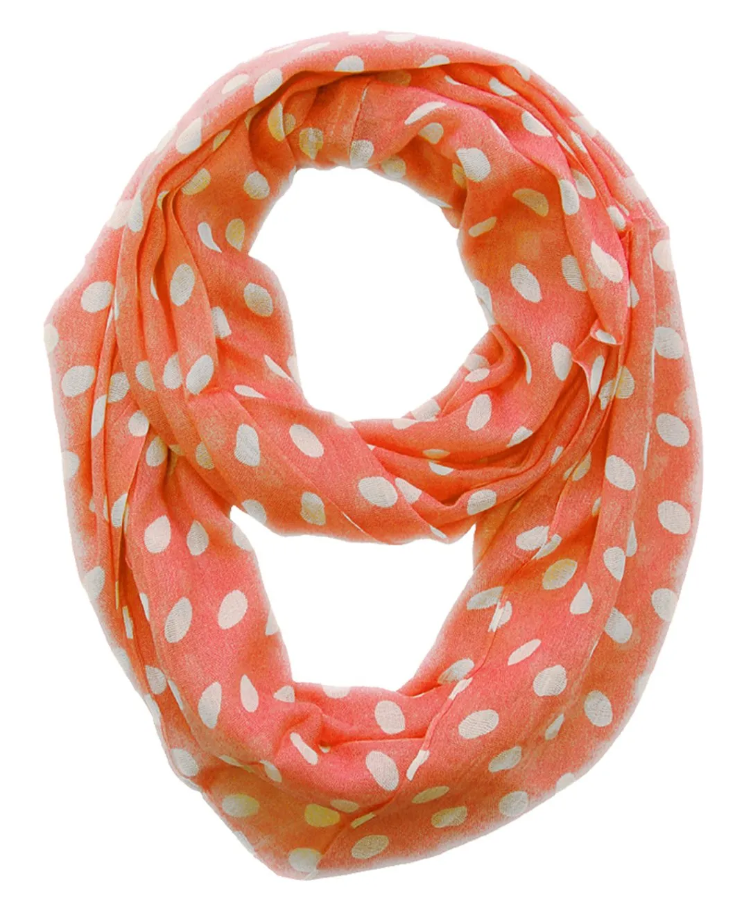 Peach Couture Light and Sheer Polka Dot Circle Print Infinity Loop Scarf