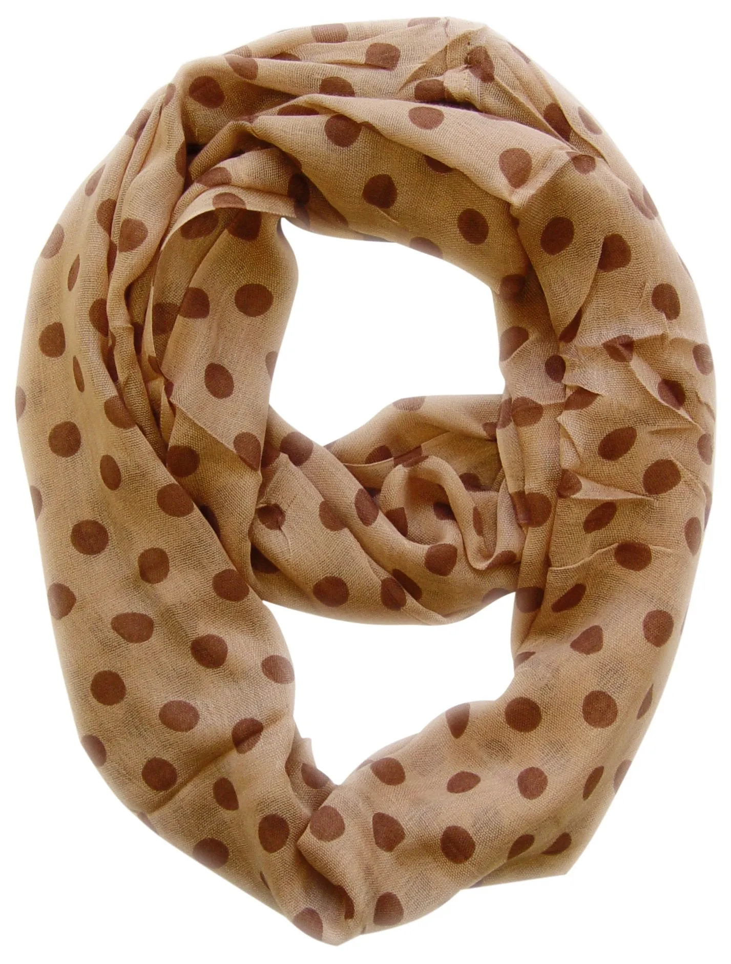 Peach Couture Light and Sheer Polka Dot Circle Print Infinity Loop Scarf