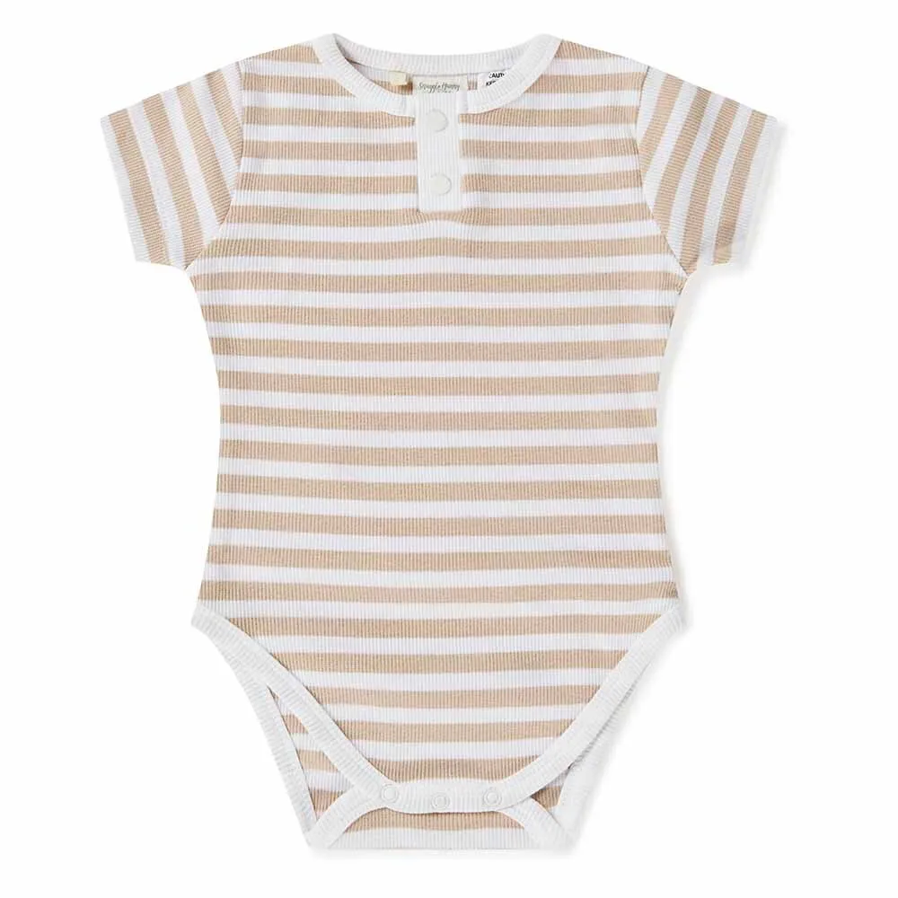 Pebble Stripe | Organic Short Sleeve Bodysuit