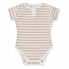 Pebble Stripe | Organic Short Sleeve Bodysuit