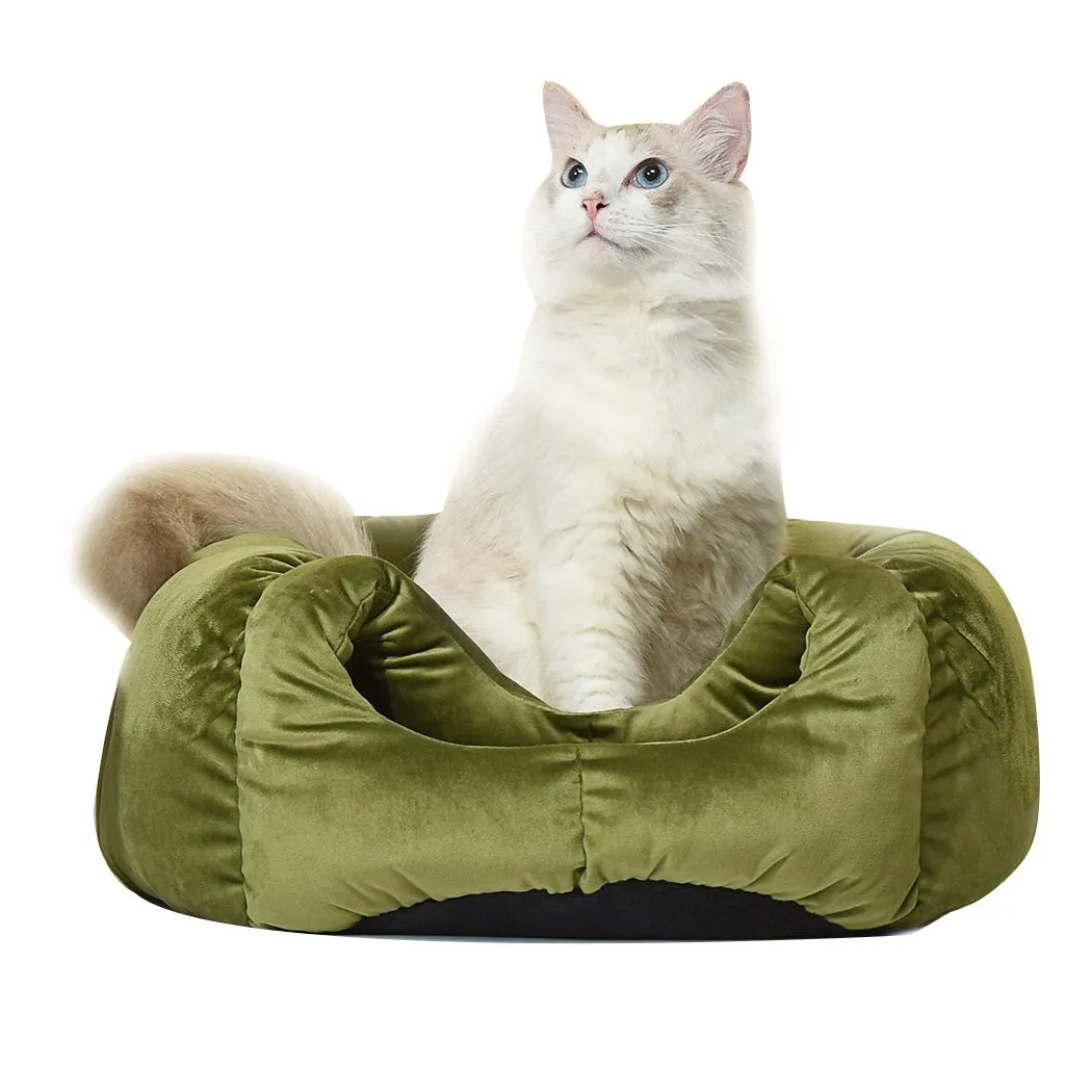 Pet Bed Cat Beds Bedding Castle Igloo Round Nest Comfy Kennel Cave Green L