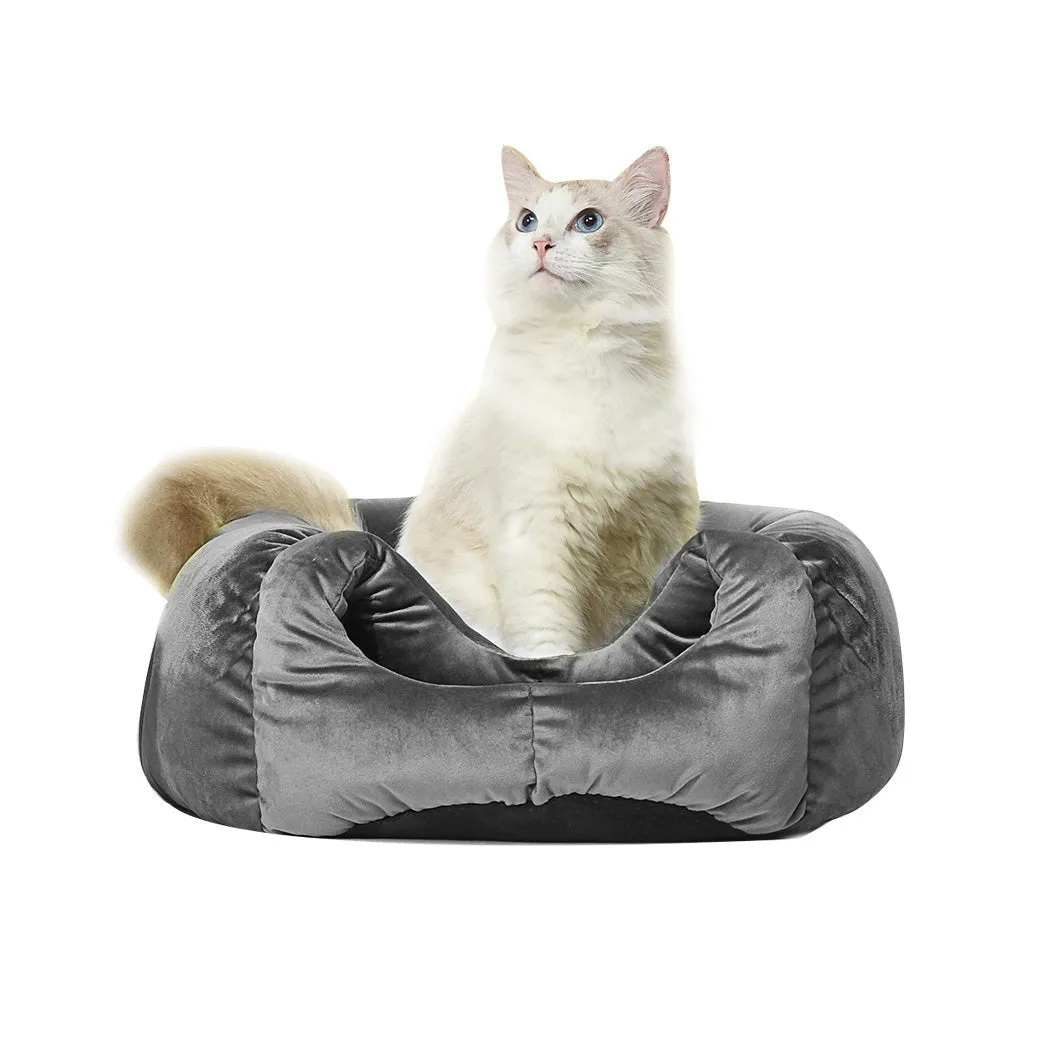 Pet Bed Cat Beds Bedding Castle Igloo Round Nest Comfy Kennel Cave Grey L