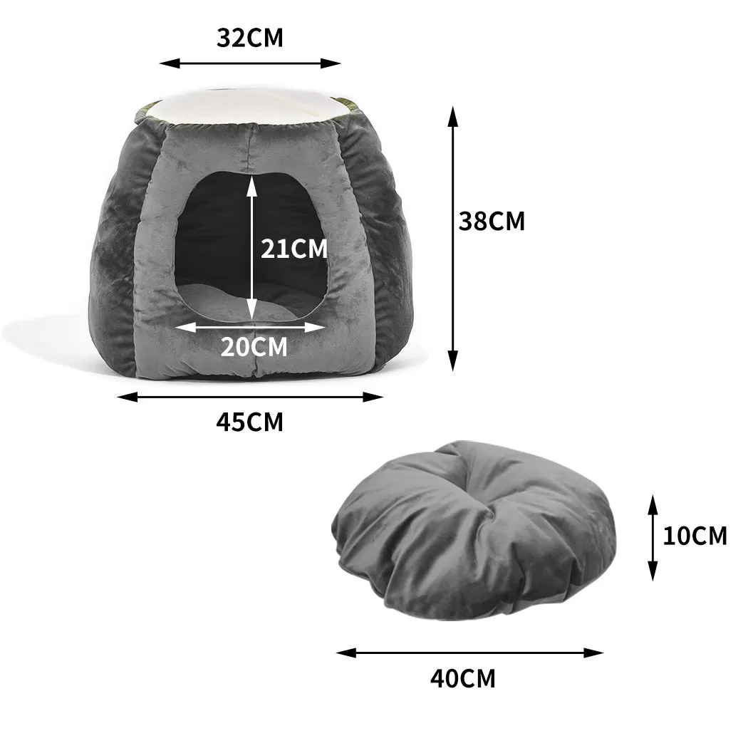 Pet Bed Cat Cave Beds Bedding Castle Igloo Round Nest Comfy Kennel Grey M