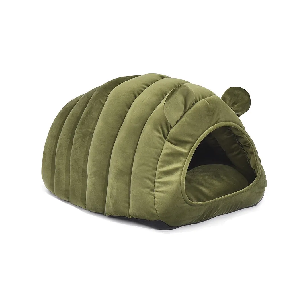 Pet Bed Comfy Kennel Cave Cat Beds Bedding Castle Cat Igloo Round Nest Green L