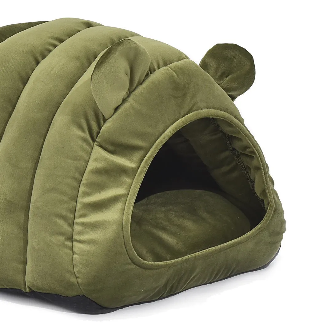 Pet Bed Comfy Kennel Cave Cat Beds Bedding Castle Cat Igloo Round Nest Green L