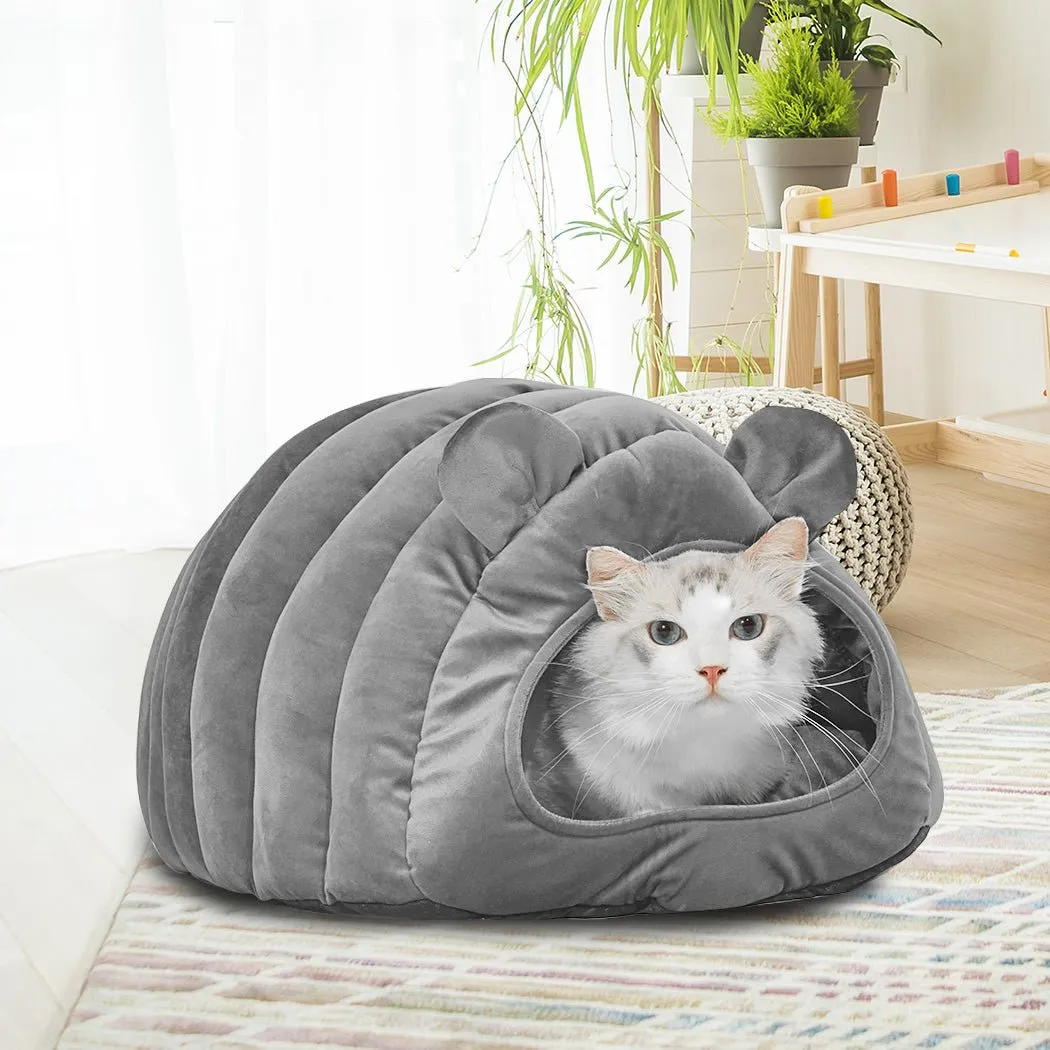 Pet Bed Comfy Kennel Cave Cat Beds Bedding Castle Igloo Round Nest Grey L