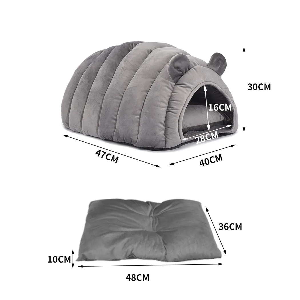 Pet Bed Comfy Kennel Cave Cat Beds Bedding Castle Igloo Round Nest Grey L