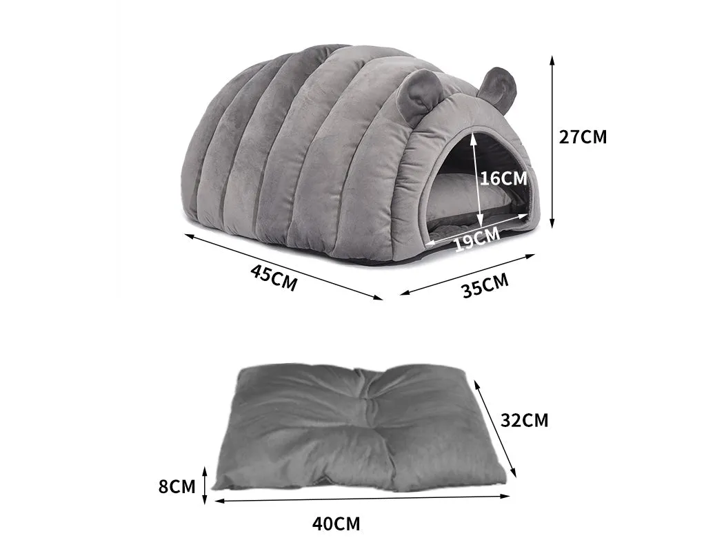 Pet Bed Comfy Kennel Cave Cat Beds Bedding Castle Igloo Round Nest Grey M