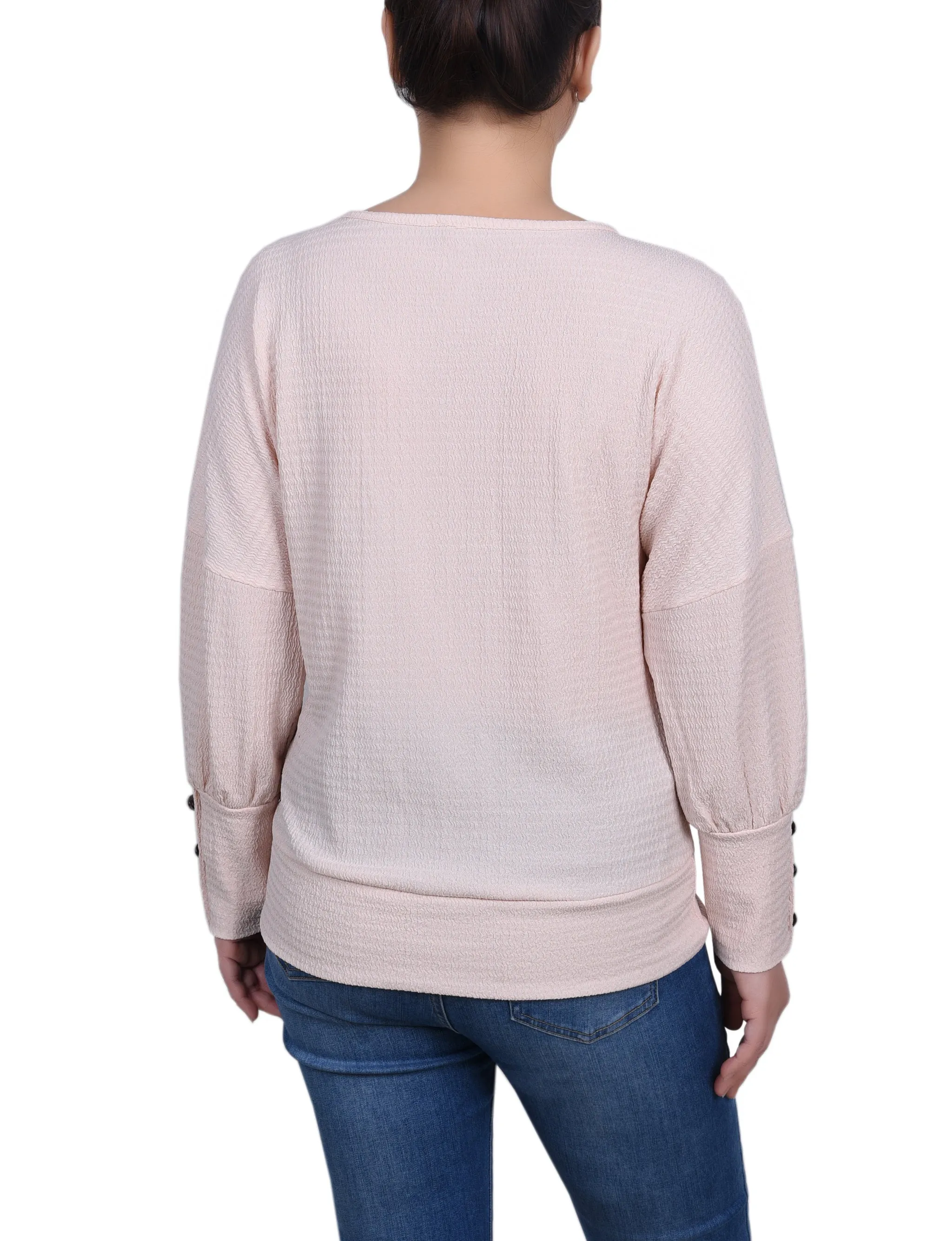 Petite Long Sleeve Textured Knit Top