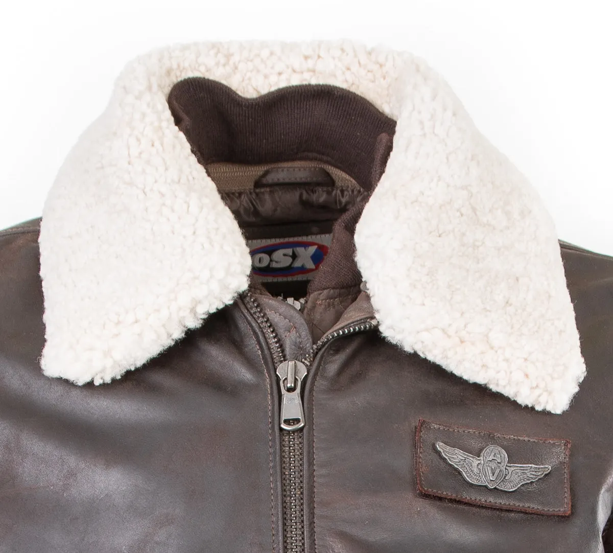 Pilot Bomber Commander Flying Leather jacket with removable fur collar 1125