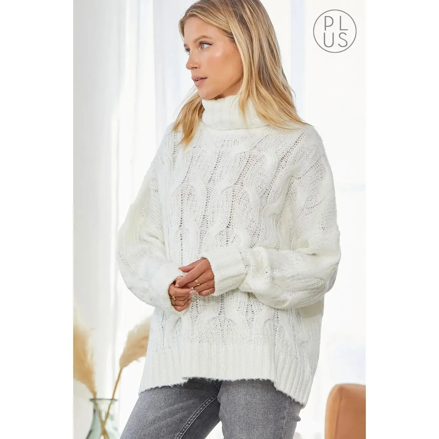 Plus Cable Knit Sweater