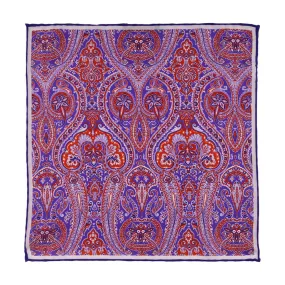 Purple and Orange Twill Silk Pocket Square