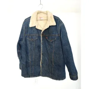 "Retail" Vintage Levi's 71605 0217 Sherpa Lined Denim Trucker Jacket Blue Size 48 Men's