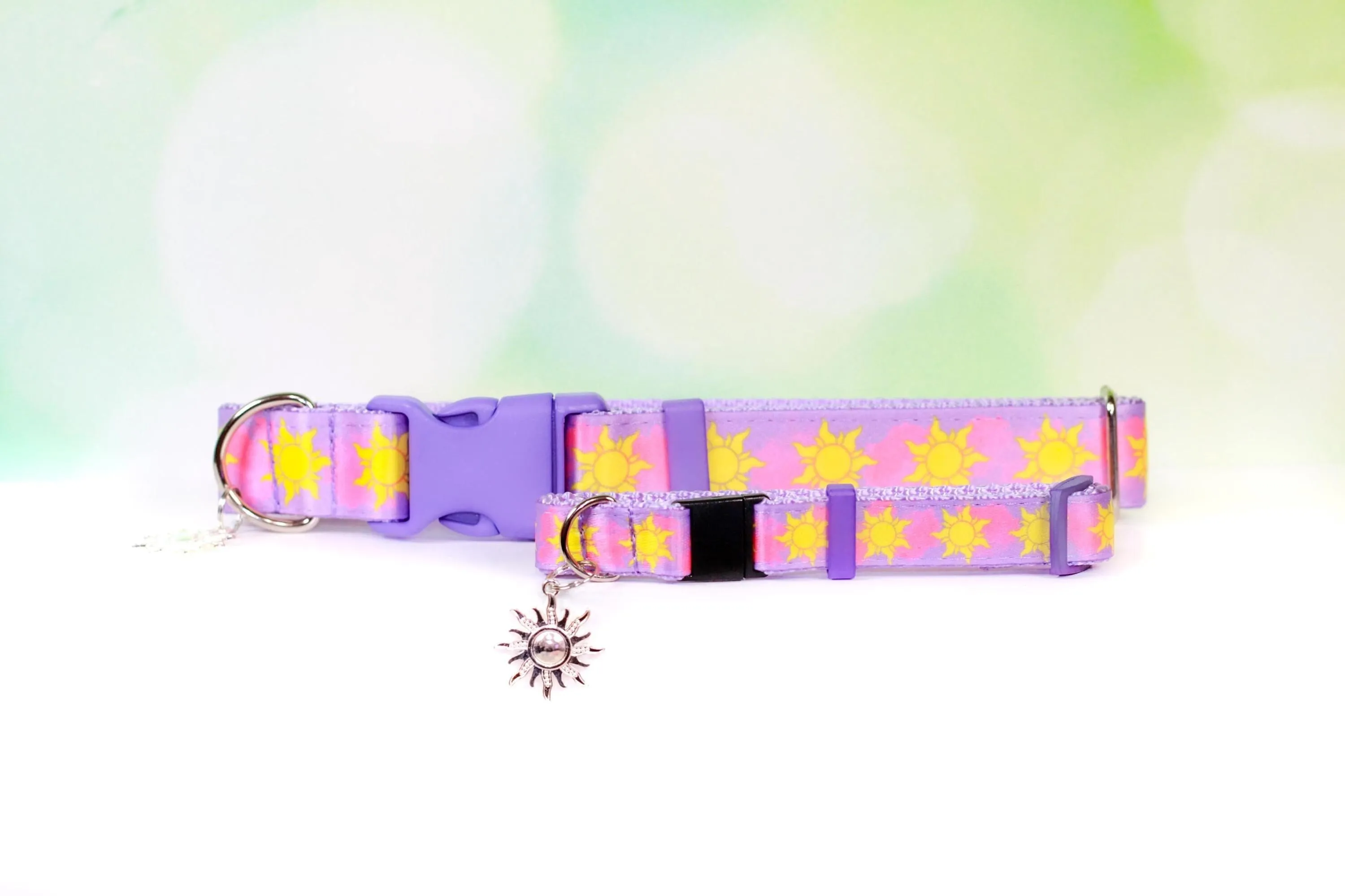 Rapunzel dog collar, Tangled Cat collar, Sun collar, Pretty pink collar, Disney princess, Purple adjustable collar, Sunny collar