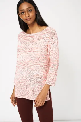 Red And White Crop Sleeve Jumper Ex-Branded Available In Plus Sizes