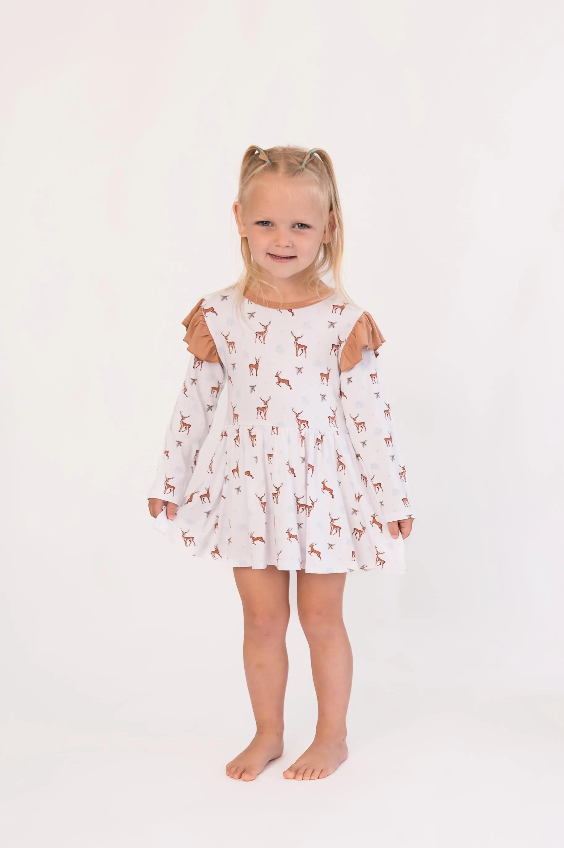 Reindeer | Long Sleeve Flutter Bodysuit Dress