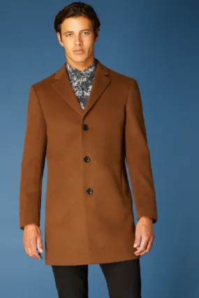 Remus Uomo Rueben Tailored Overcoat - Tan/Camel