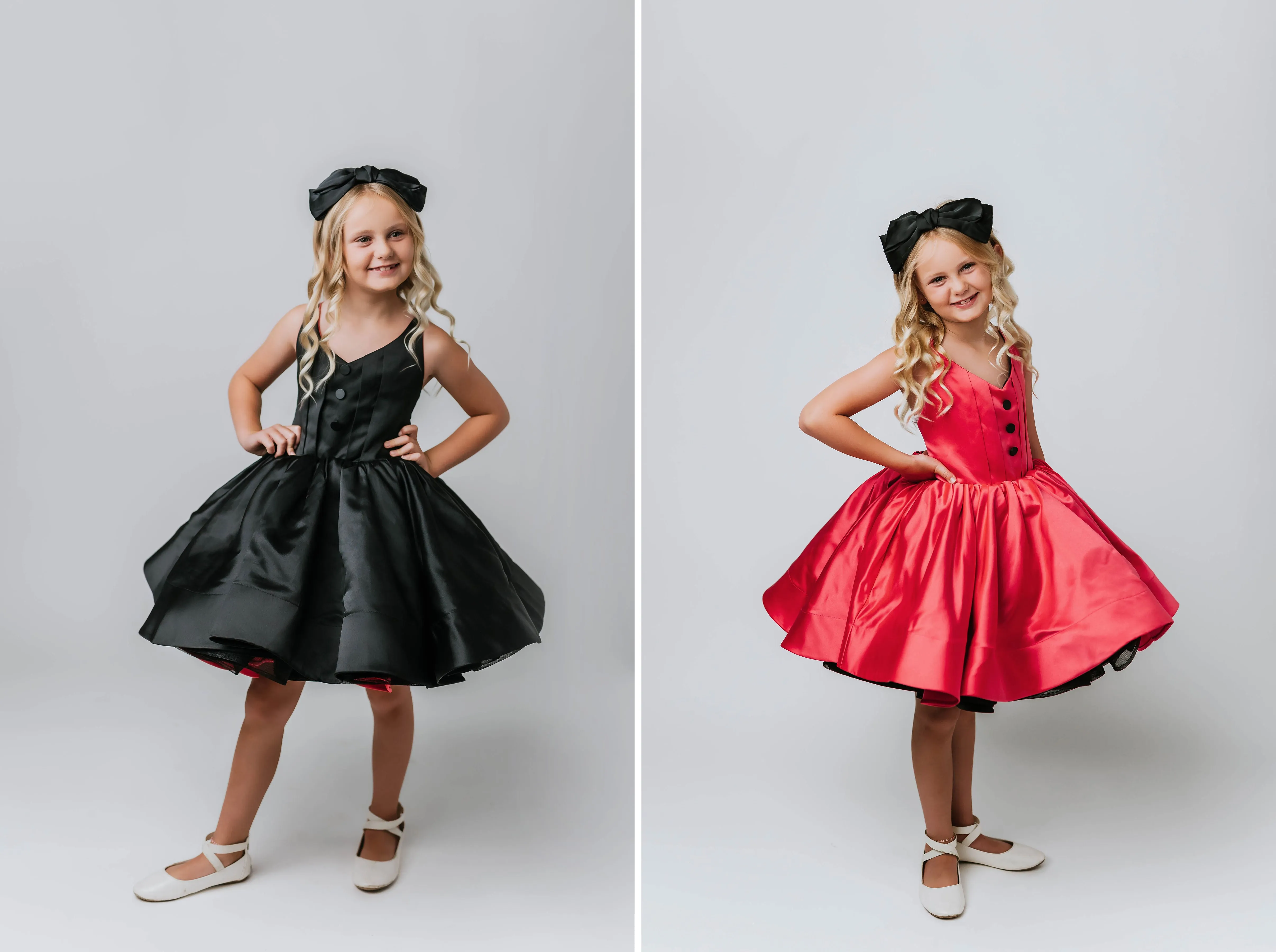 Reversible "Dolly" Pink/black  Petal  Length Dress ( 7 year- 8 year)