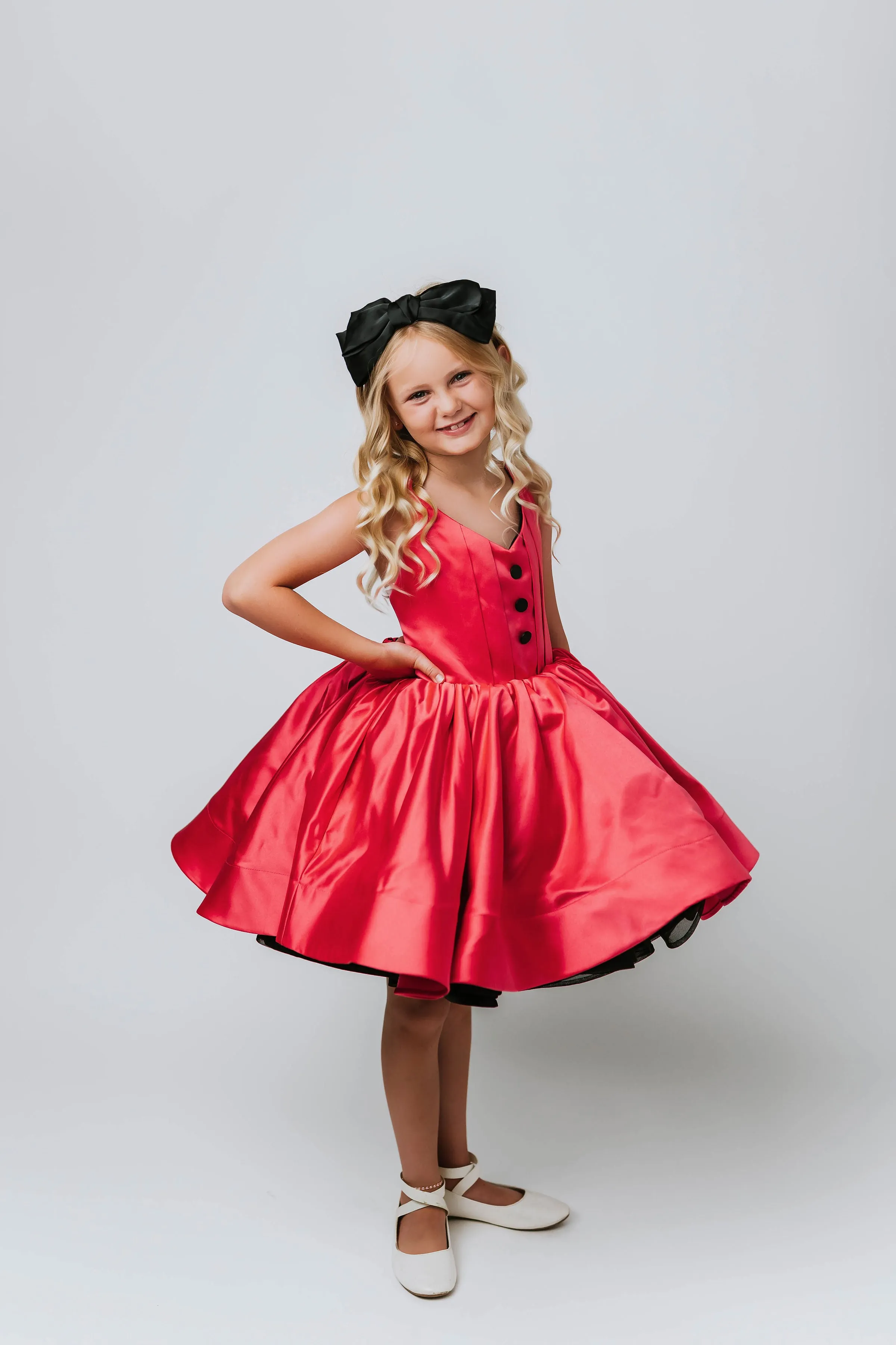 Reversible "Dolly" Pink/black  Petal  Length Dress ( 7 year- 8 year)