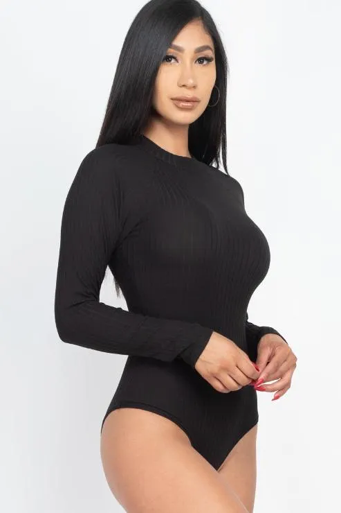 Ribbed Long Sleeve Mock Neck Bodysuit