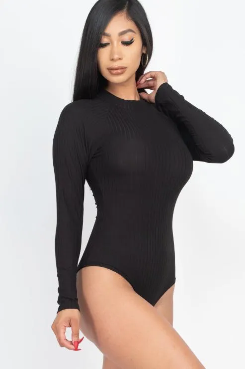 Ribbed Long Sleeve Mock Neck Bodysuit