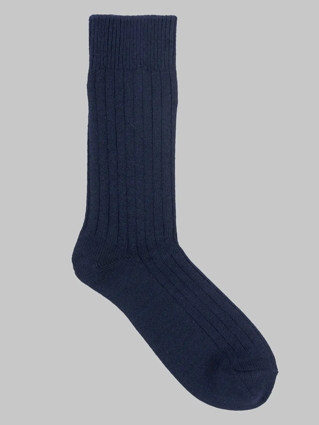 ROTOTO Cotton Wool Ribbed Crew Socks Navy