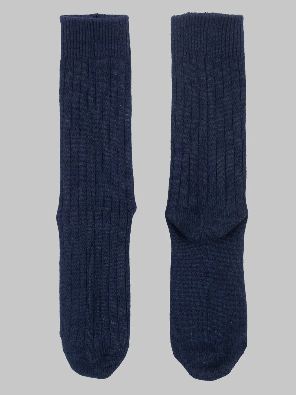 ROTOTO Cotton Wool Ribbed Crew Socks Navy